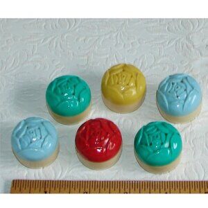 1950's Mini Rose SALT & PEPPER SHAKER SET of 6, Plastic, Individual Size, Flower